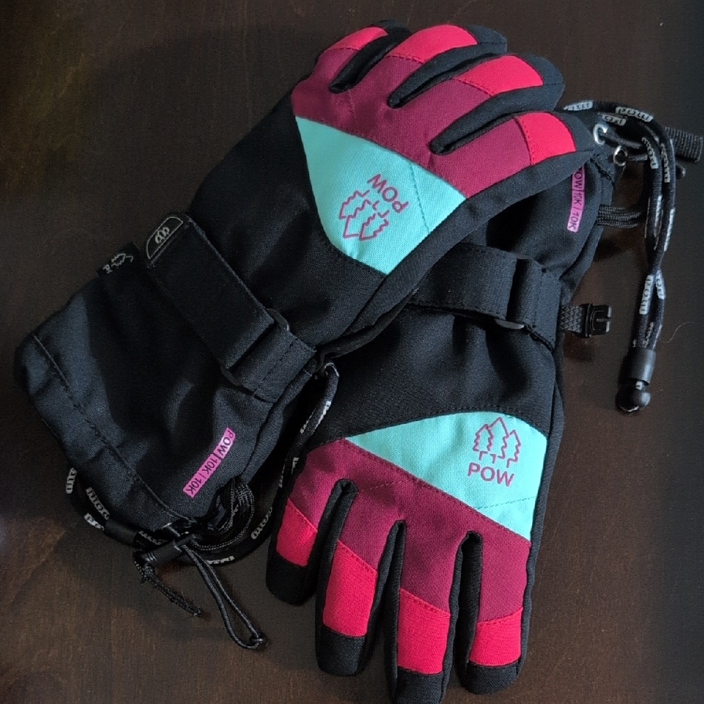 POW Youth Kid Winter Gloves Snow Micro Fleece Waterproof Snowboard Sz 12
